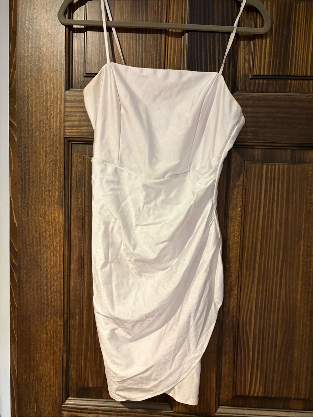 White Spaghetti-Strap Ruched homecoming dress